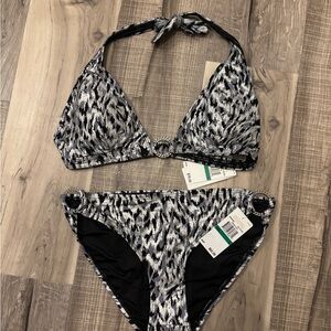 Micheal Kors Elegant Monochrome Patterned Bikini Set